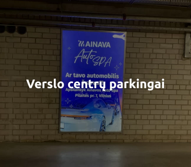 Stendai Verslo centrų parkinguose